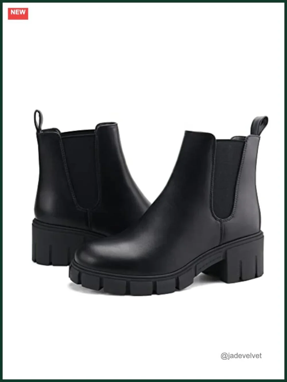 Women's Platform Chelsea Ankle Boots Chunky Heel Faux Leather Suede